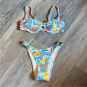Wild Fable Multicolor Bikini Bottom Top Set Size XS
